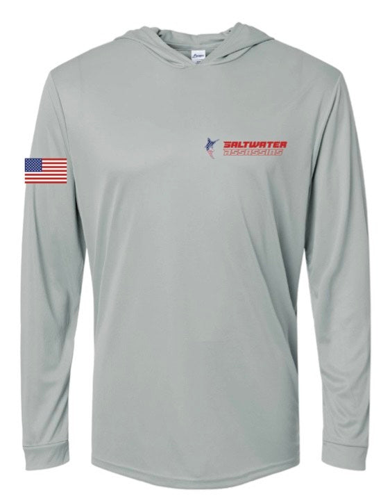 Saltwater Assassins Grey Tournament Performance Hooded Long-Sleeve