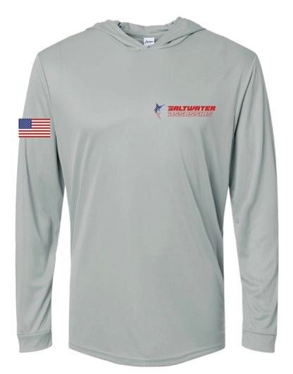 Saltwater Assassins Grey Tournament Performance Hooded Long-Sleeve